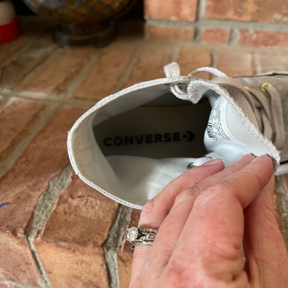 Converse Gray Polka Dot High Top Sneakers - Picture 7 of 9